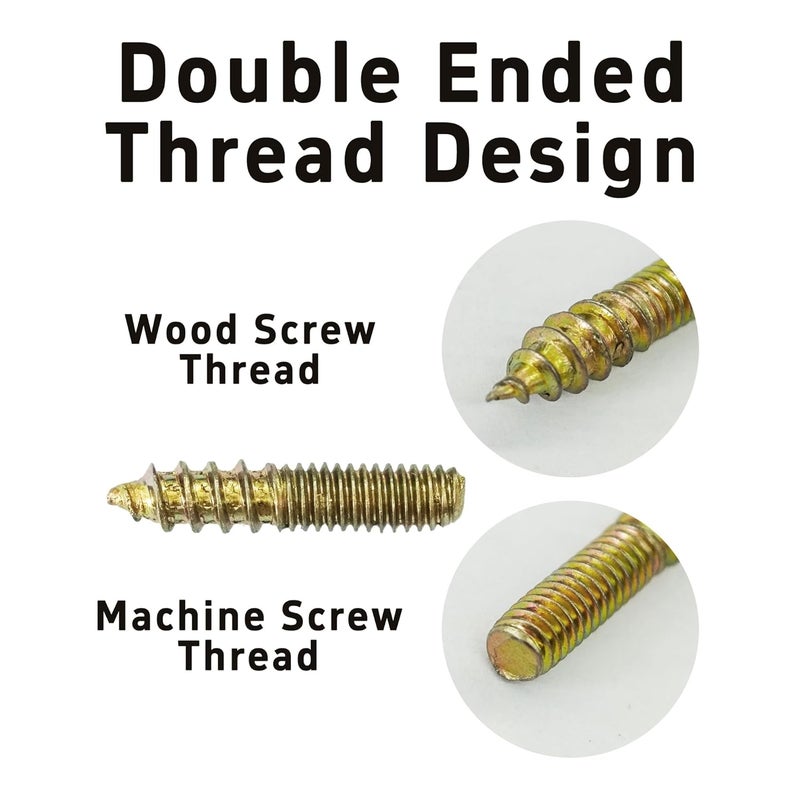 bociloy 20Pcs M4x20mm Hanger Bolts, Double Ended Thread Dowel Screws, Self-Tapping Screws for Secure Wood Joints - Image 5